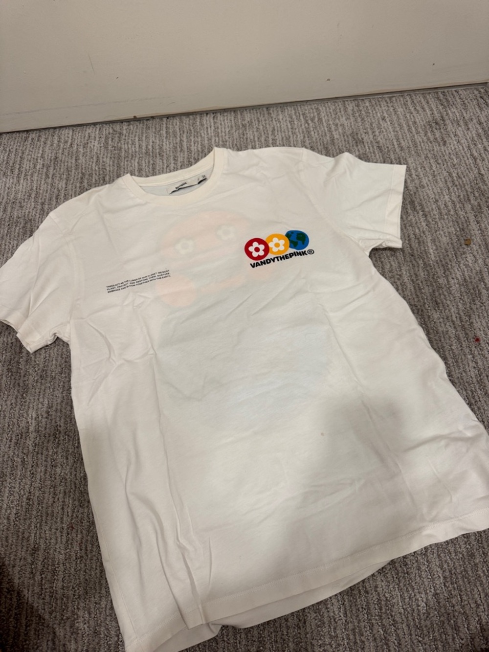 Pangaia x VandyThePink White Tee with Colorful Flower Logos